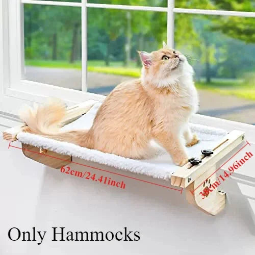 Cordless Cat Window Hammock — Foldable Sunny Window Bed with Removable Plush Cover