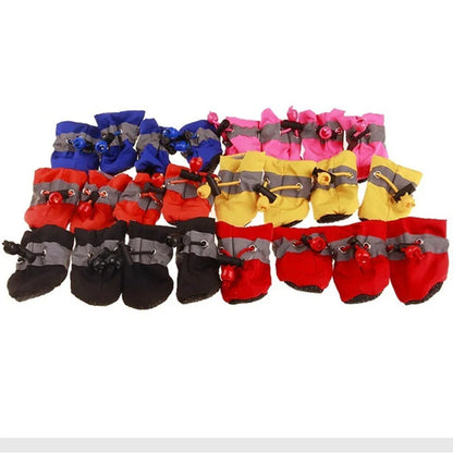 4pcs Waterproof PU Dog Shoes – Non-Slip Puppy Boots for Small to Medium Dogs