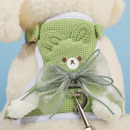 Lace Bow Dog Harness and Leash Set – Small Dog, Kitten, Cat Vest for Walking
