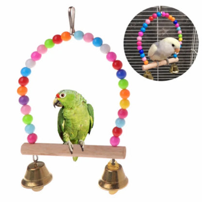 8PCS Natural Wooden Bird Toys – Swing, Perch, Bridge & More