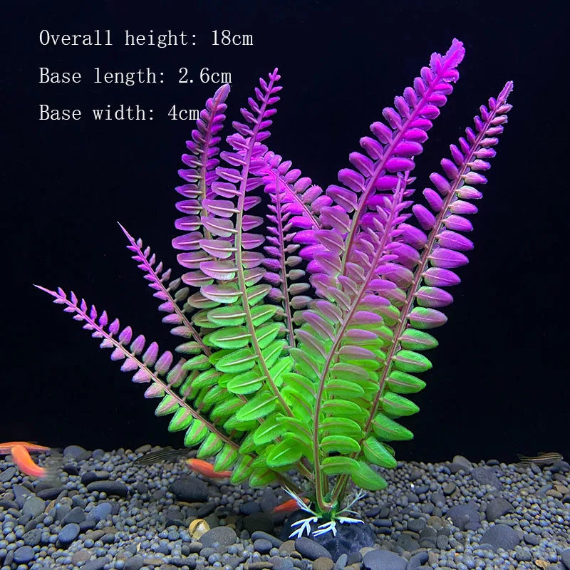 Artificial Aquarium Plant Decoration – Plastic Greenery with Resin Base