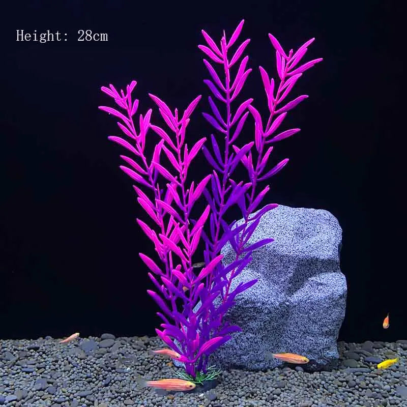 Artificial Aquarium Plant Decoration – Plastic Greenery with Resin Base - Ditzy Petunia
