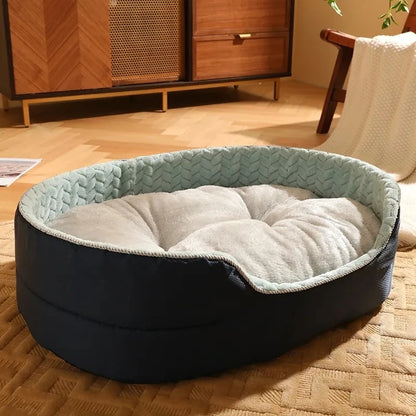 Calming Plush Dog Bed – Soft Round Pet Sofa with Non-Slip Base