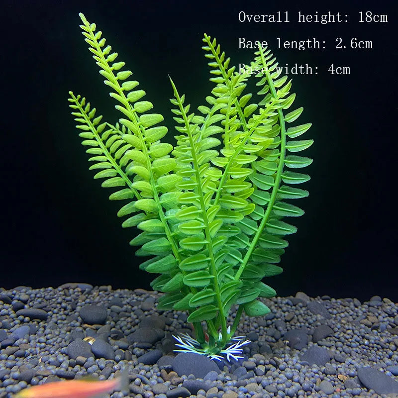 Artificial Aquarium Plant Decoration – Plastic Greenery with Resin Base