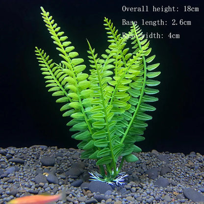 Artificial Aquarium Plant Decoration – Plastic Greenery with Resin Base