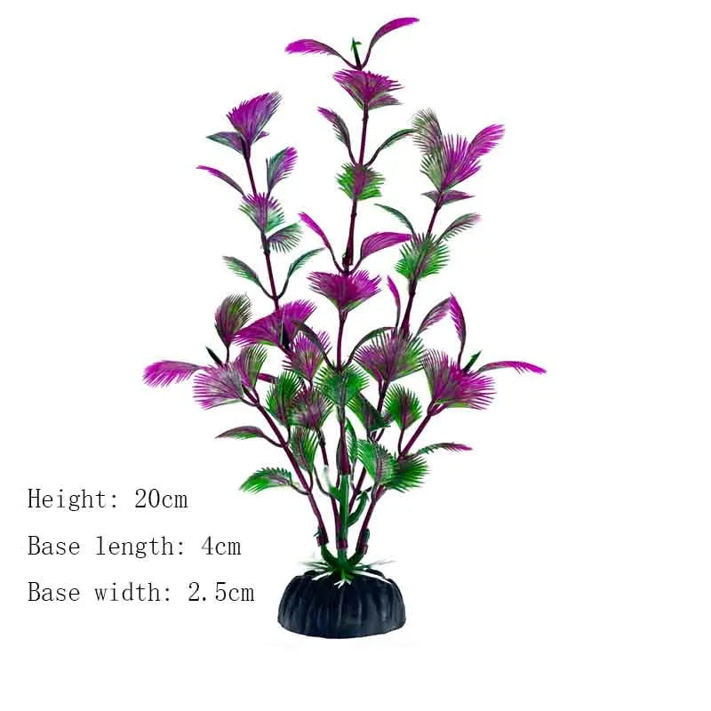 Artificial Aquarium Plant Decoration – Plastic Greenery with Resin Base