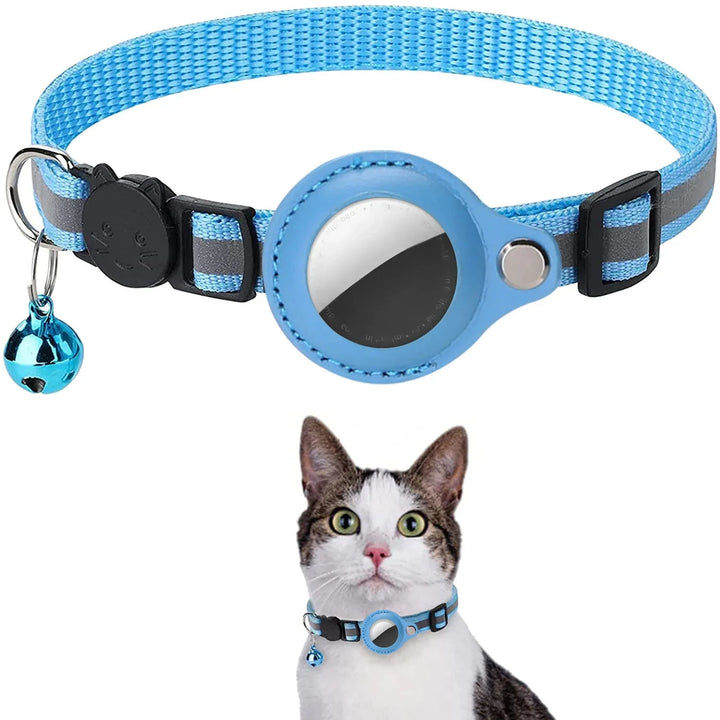 Cat AirTag Holder Collar - Reflective, Adjustable &amp; Waterproof - Ditzy Petunia