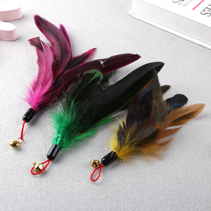 🐾 5-Pack Cat Teaser Wand Replacement Feather Toys - Ditzy Petunia