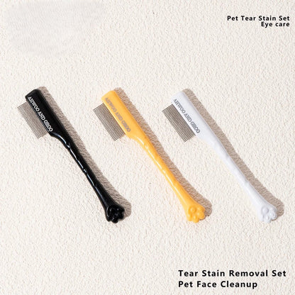 Pet Facial Cleaning Comb & Scissors Set – Tear Stain Remover & Grooming Tool for Dogs and Cats