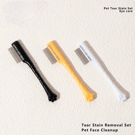 Pet Facial Cleaning Comb & Scissors Set – Tear Stain Remover & Grooming Tool for Dogs and Cats