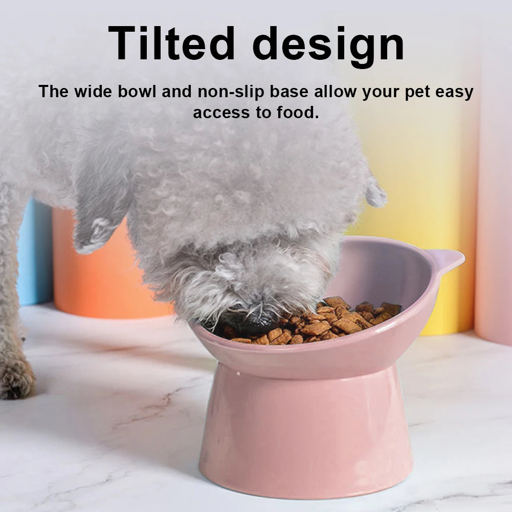 Tilted Cat/Dogs Food Bowl – Ergonomic & Whisker-Friendly Design - Ditzy Petunia