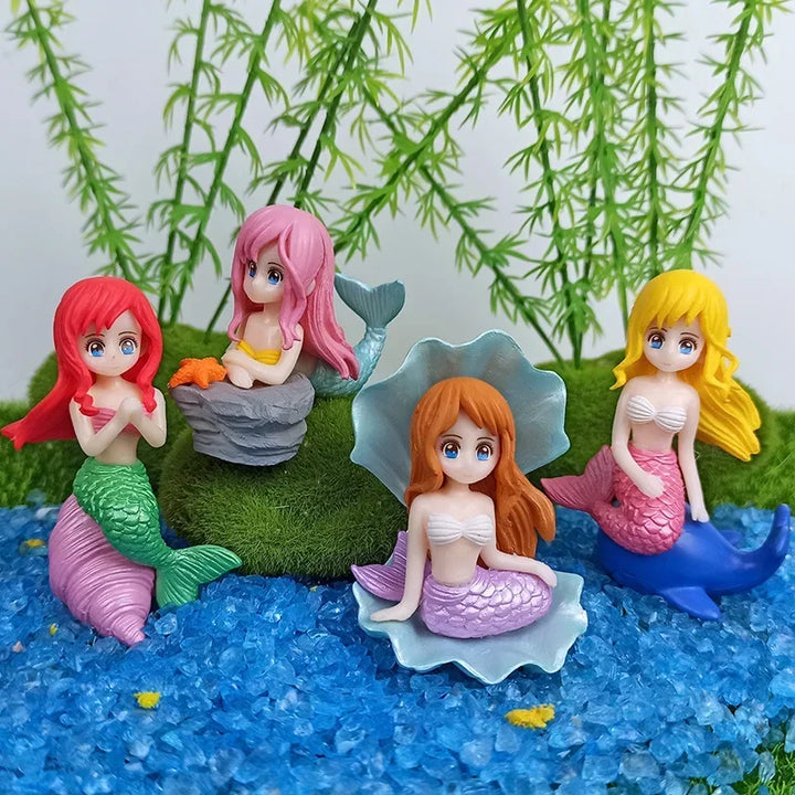 Colorful Mermaid Aquarium Decorations – Cartoon Figurine Ornaments for Fish Tanks &amp; Desks - Ditzy Petunia