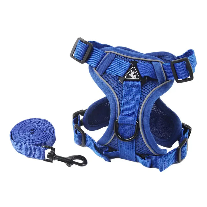 Reflective Adjustable Saddle Dog Harness &amp; Leash Set – No-Pull Halter for Small to Large Dogs