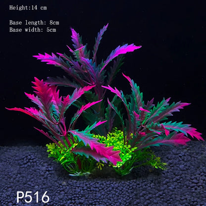 Artificial Aquarium Plant Decoration – Plastic Greenery with Resin Base