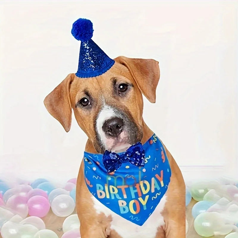 Birthday Bandana for Dogs – "Birthday Girl" & "Birthday Boy" Design - Ditzy Petunia