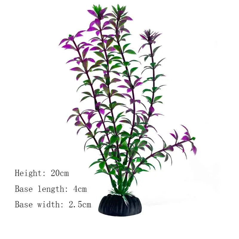 Artificial Aquarium Plant Decoration – Plastic Greenery with Resin Base