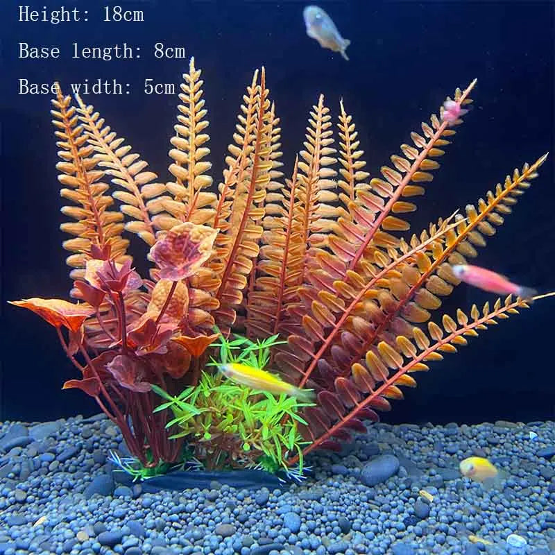 Artificial Aquarium Plant Decoration – Plastic Greenery with Resin Base