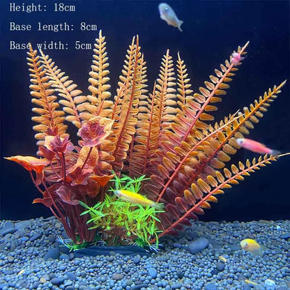Artificial Aquarium Plant Decoration – Plastic Greenery with Resin Base