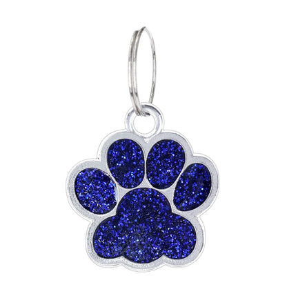 Custom Engraved Paw-Shaped Pet ID Tag – Reflective Glitter Name Tags for Dogs & Cats