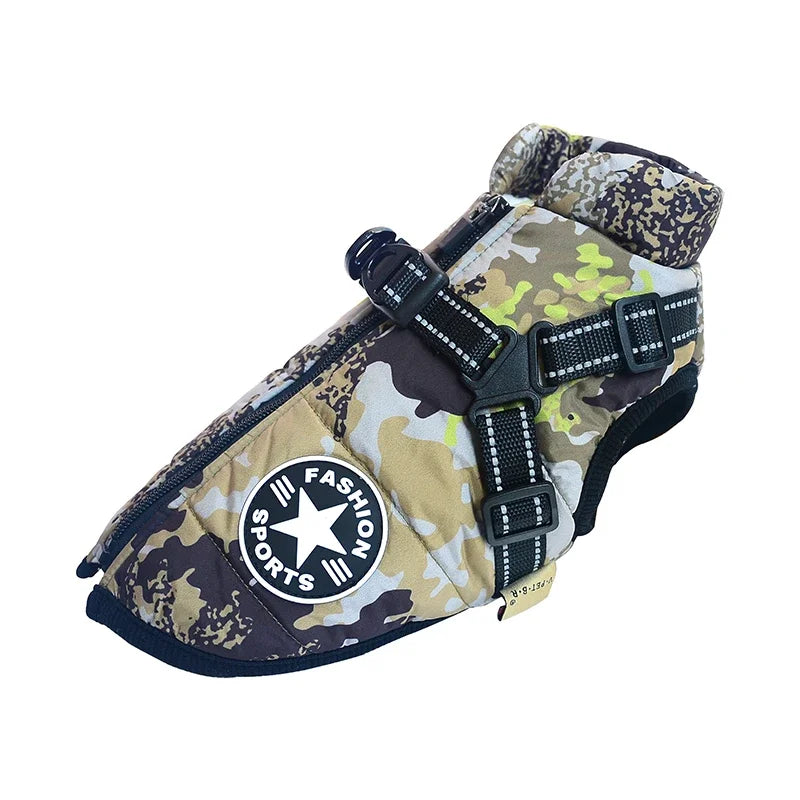 Waterproof Dog Jacket with Harness - Winter Warm Coat for Small to Large Dogs Ditzy Petunia