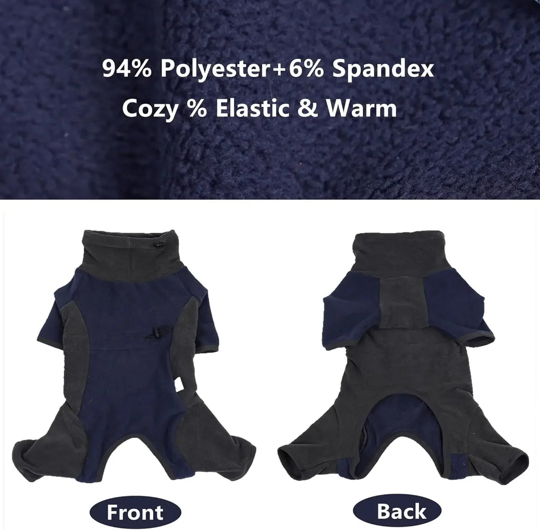 Windproof Dog Pullover Bodysuit - Adjustable Fleece Coat for Medium &amp; Large Dogs - Easy Wear with Elastic Cuffs Ditzy Petunia