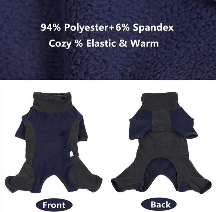 Windproof Dog Pullover Bodysuit - Adjustable Fleece Coat for Medium &amp; Large Dogs - Easy Wear with Elastic Cuffs Ditzy Petunia