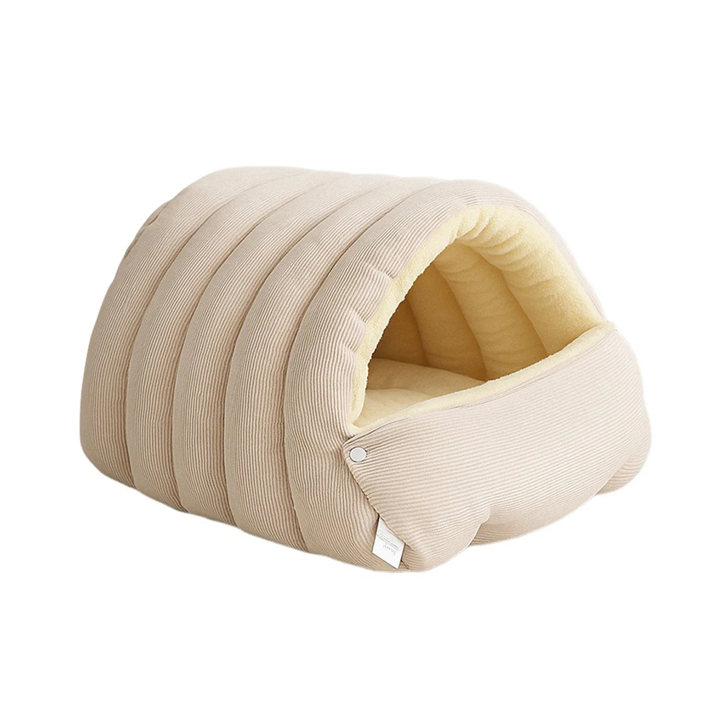 Winter Plush Cat Bed – Cozy Enclosed Cat Cave for Cats & Small Dogs