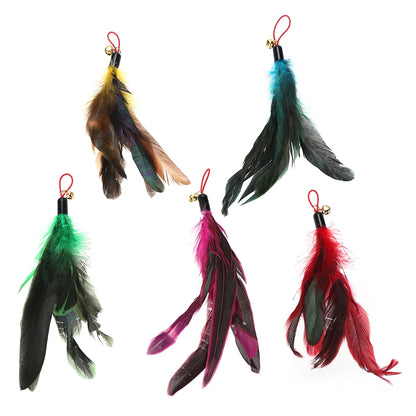 🐾 5-Pack Cat Teaser Wand Replacement Feather Toys