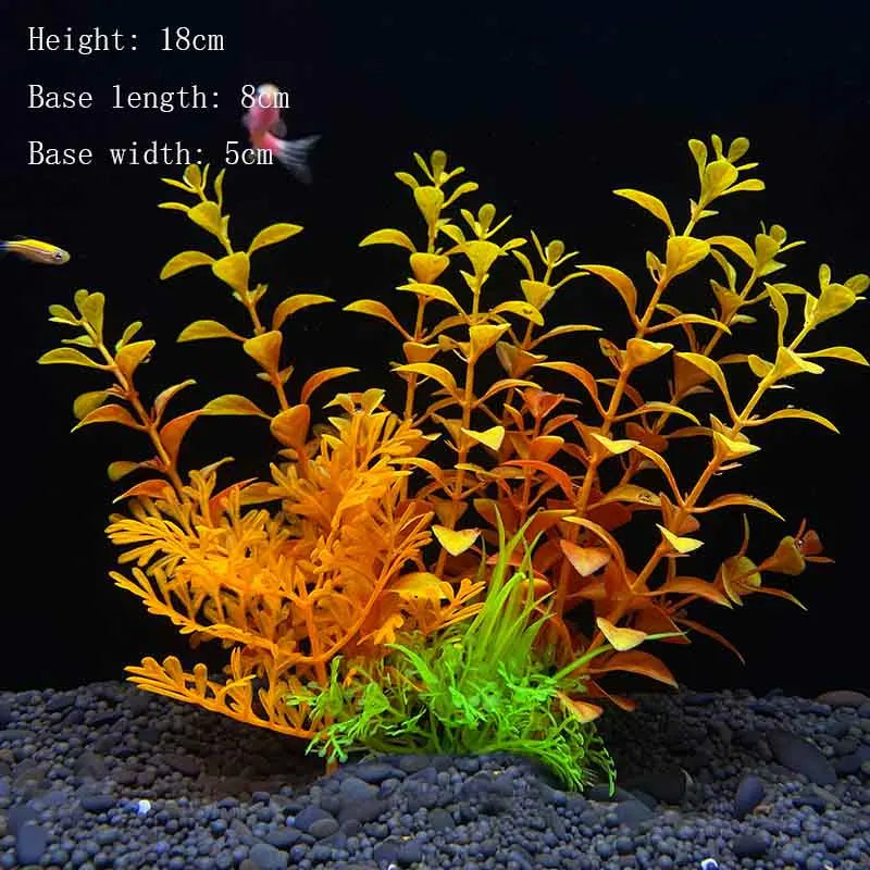 Artificial Aquarium Plant Decoration – Plastic Greenery with Resin Base