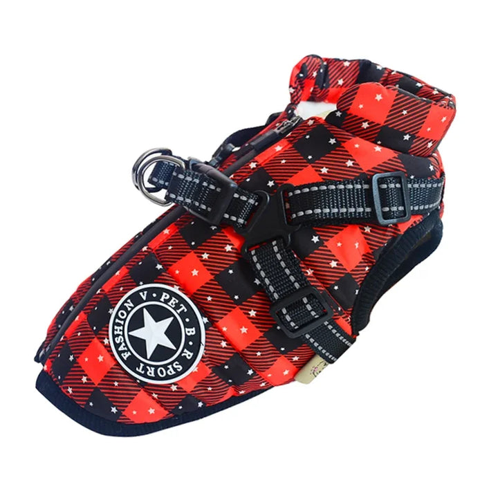 Waterproof Dog Jacket with Harness - Winter Warm Coat for Small to Large Dogs Ditzy Petunia