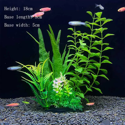 Artificial Aquarium Plant Decoration – Plastic Greenery with Resin Base