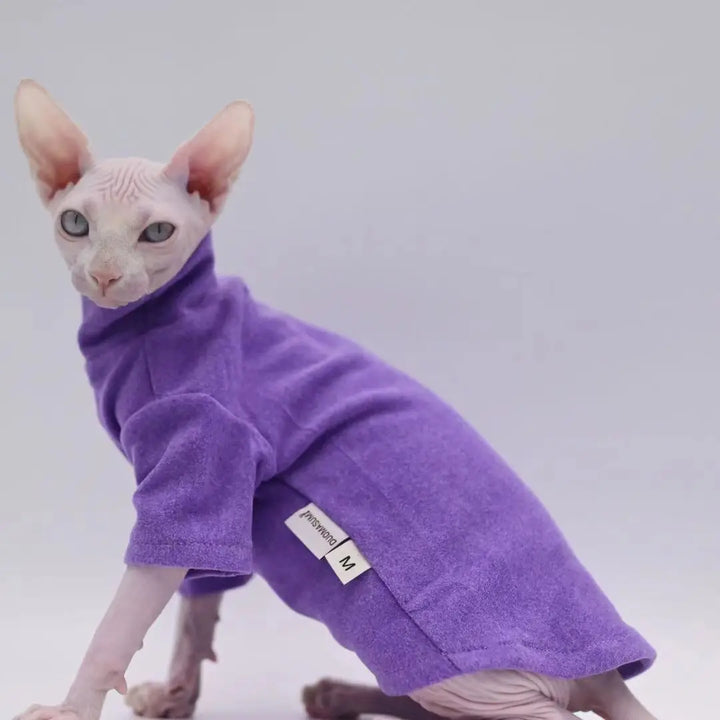 Sphynx Cat Clothes - Soft Cotton Winter Sweater for Hairless Cats, Cornish &amp; Devon Rex - Ditzy Petunia