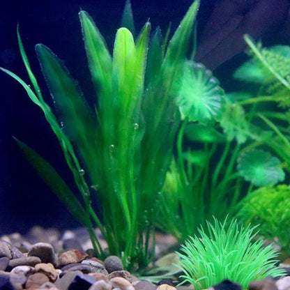 Artificial Aquarium Plant Decoration – Plastic Greenery with Resin Base