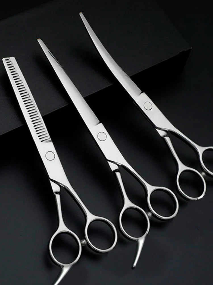 Professional Pet Grooming Scissors Set - Stainless Steel Dog Hair Trimming Tools - Ditzy Petunia