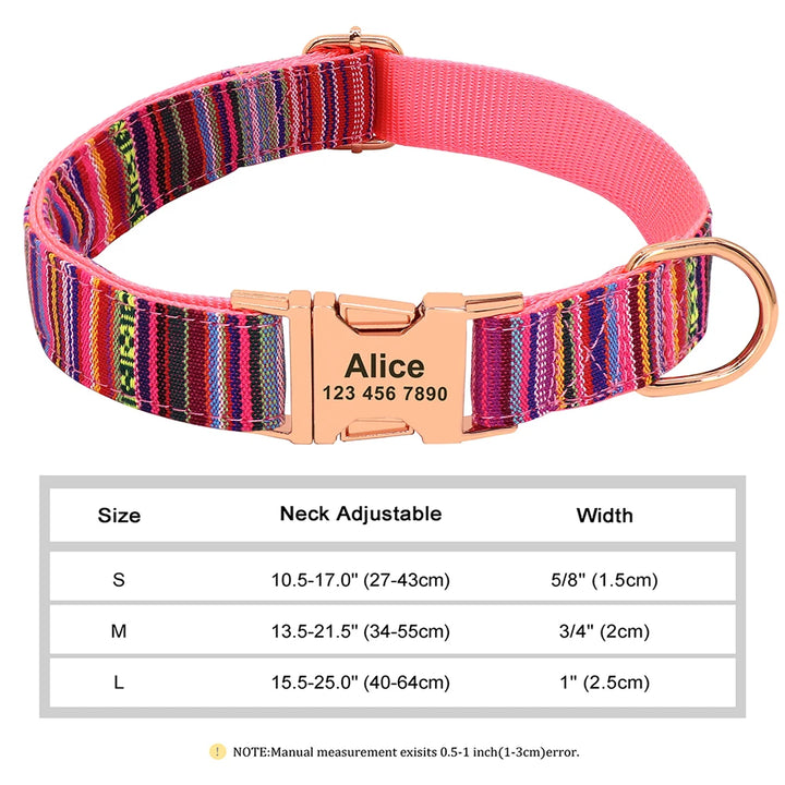Personalized Nylon Dog or Cat Collar with Engraved ID – Adjustable Anti-Lost Nameplate for Small, Medium &amp; Large Dogs Ditzy Petunia