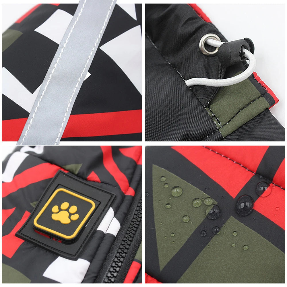 Waterproof Winter Dog Jacket | Reflective Warm Coat for Large Dogs | Warm Polyester Padded Dog Overalls - Ditzy Petunia