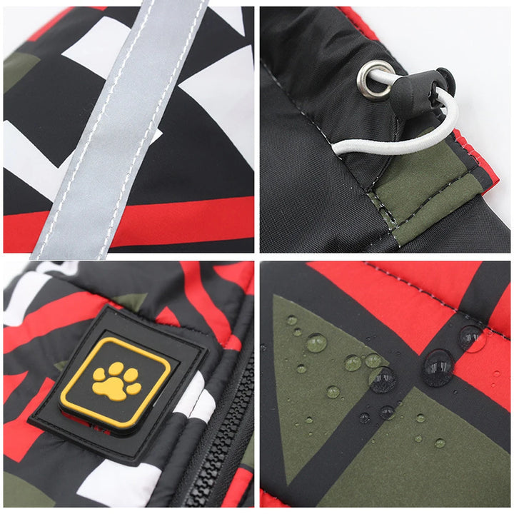 Waterproof Winter Dog Jacket | Reflective Warm Coat for Large Dogs | Warm Polyester Padded Dog Overalls - Ditzy Petunia