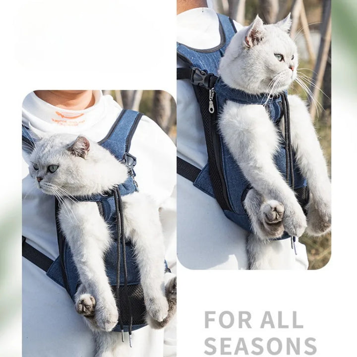 Double Shoulder Breathable Portable Travel Pet Dog Carrier Backpack Mesh Carrier Front Bag for Small Dog Cats Outdoor - Ditzy Petunia