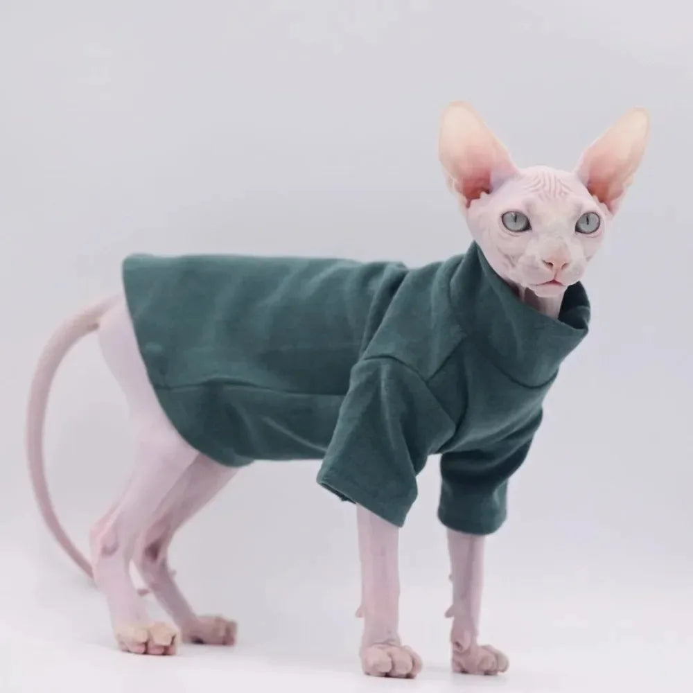 Sphynx Cat Clothes - Soft Cotton Winter Sweater for Hairless Cats, Cornish &amp; Devon Rex - Ditzy Petunia
