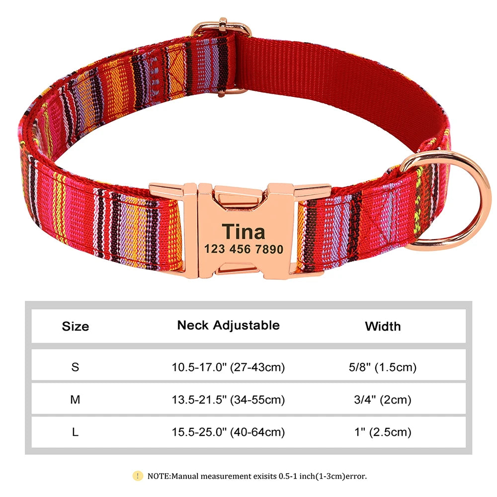 Personalized Nylon Dog or Cat Collar with Engraved ID – Adjustable Anti-Lost Nameplate for Small, Medium &amp; Large Dogs Ditzy Petunia