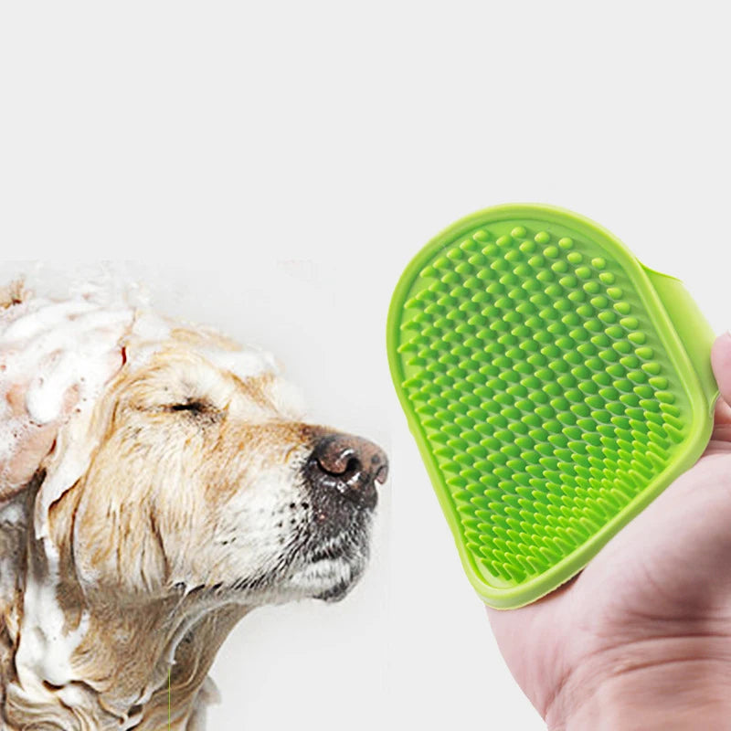 Dog Grooming Brush Pet Shampoo Comb Soft Rubber Glove Hair Grooming Massage Comb with Adjustable Strap for Short Long Hair Dogs Ditzy Petunia
