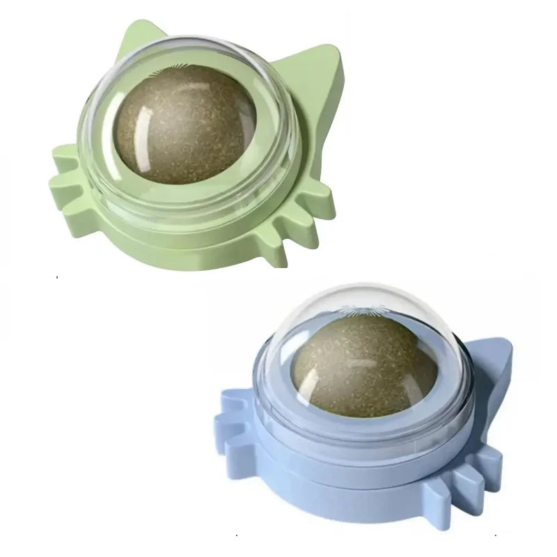 Lickable Catnip Ball Toy – 360° Rotating Chew Toy for Cats | Teeth Cleaning & Wall-Mountable Play Ball