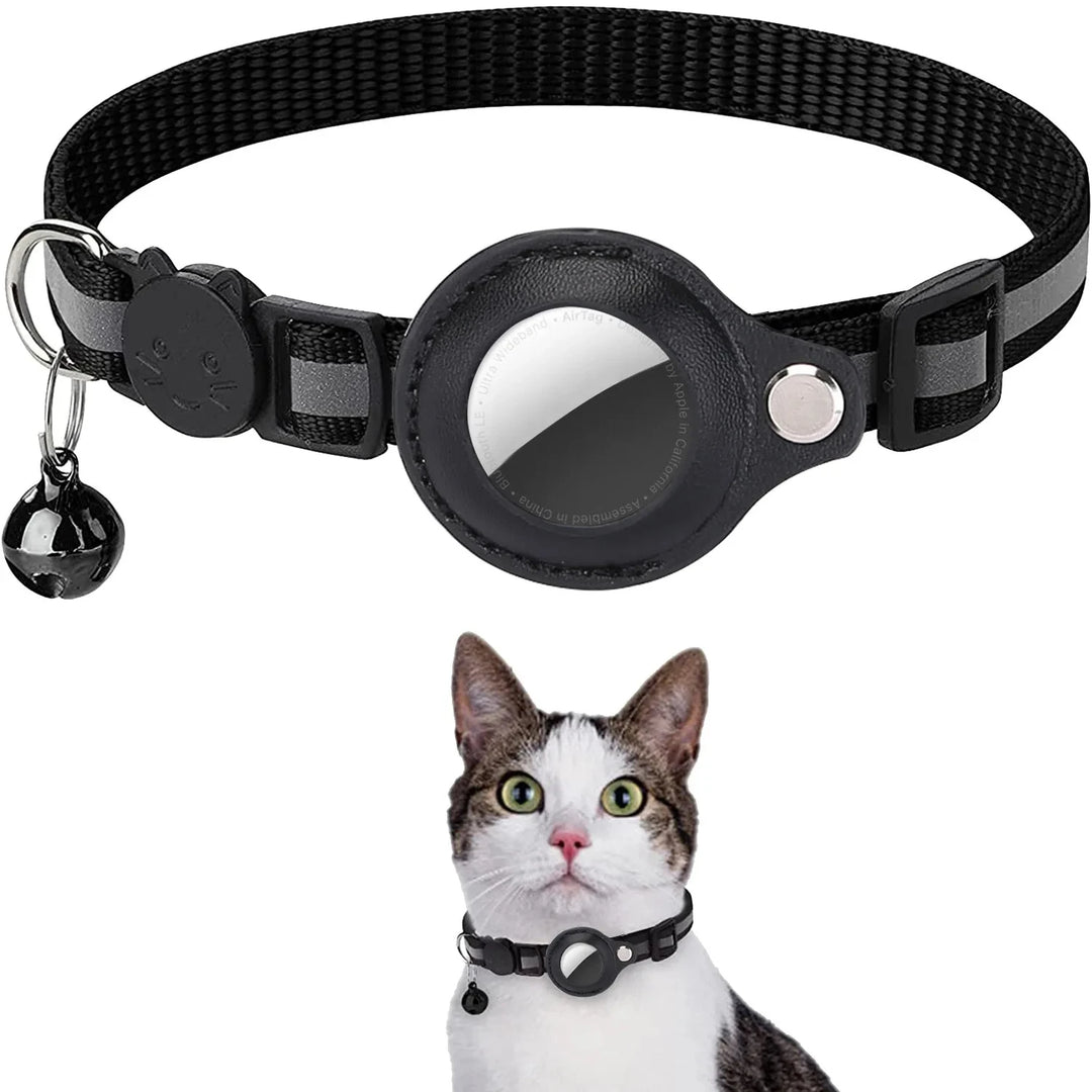 Cat AirTag Holder Collar - Reflective, Adjustable &amp; Waterproof - Ditzy Petunia