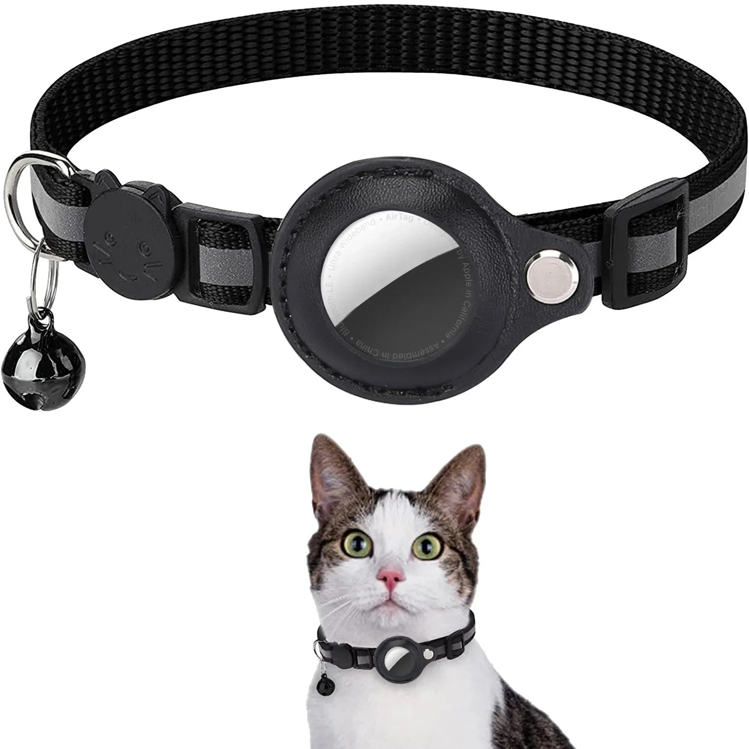 Cat AirTag Holder Collar - Reflective, Adjustable & Waterproof - Ditzy Petunia