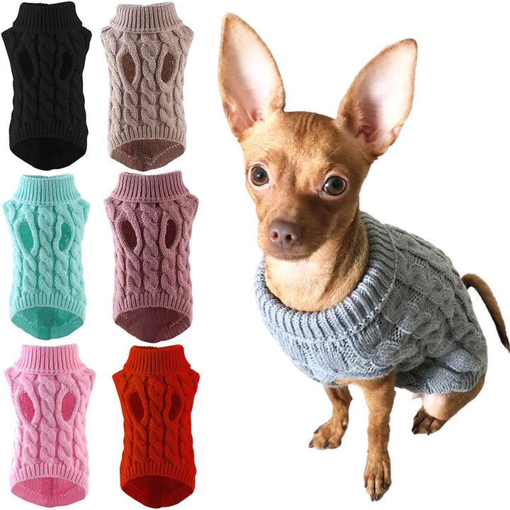 Turtleneck Dog Sweater - Warm Winter Clothes for Small Dogs &amp; Cats | Chihuahua &amp; Yorkie Coat - Ditzy Petunia