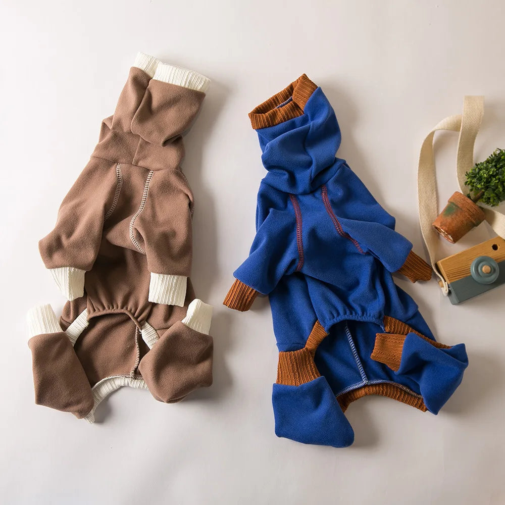 XL-5XL Cozy Turtleneck Dog Jumpsuit – Velvet Pajamas for Small, Medium, Large, and Big Dogs - Ditzy Petunia