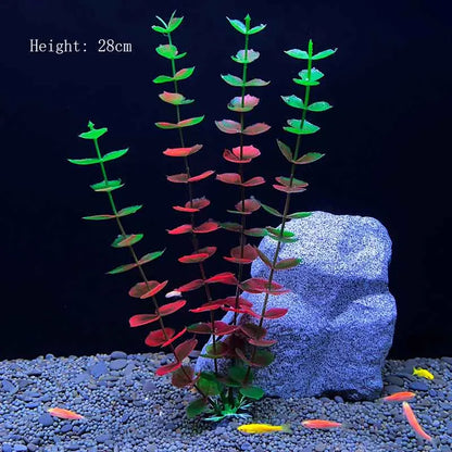 Artificial Aquarium Plant Decoration – Plastic Greenery with Resin Base