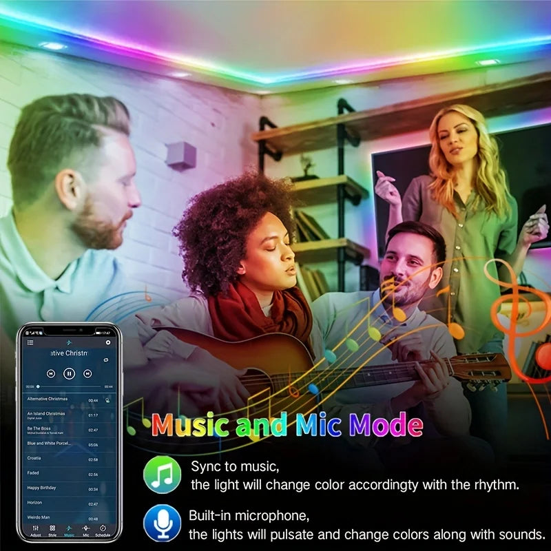 1-30M USB LED Strip Lights with APP Control | 5050 RGB Color Changing Flexible LED Light for Room Decor, TV Backlight, and Diode Lamp Tape Ditzy Petunia
