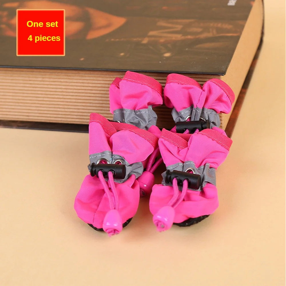4pcs Water-Resistant Dog Shoes – Outdoor Rain Boots for Small Dogs - Ditzy Petunia