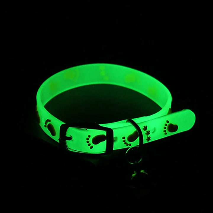 Reflective &amp; Luminous Silicone Cat Collar with Bell – Anti-Loss Fluorescent Cat Accessories - Ditzy Petunia